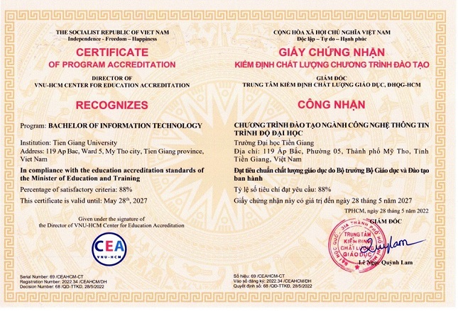 ĐẠI HỌC CÔNG NGHỆ THÔNG TIN ĐẠT KIỂM ĐỊNH CHƯƠNG TRÌNH ĐÀO TẠO