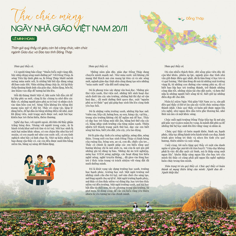 Thư chúc mừng ngày nhà giáo Việt Nam 20/11