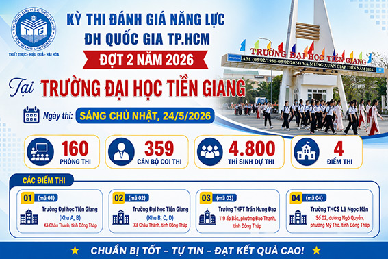 Trường Đại học Tiền Giang tiếp tục tổ chức Kỳ thi đánh giá năng lực đợt 2 năm 2026