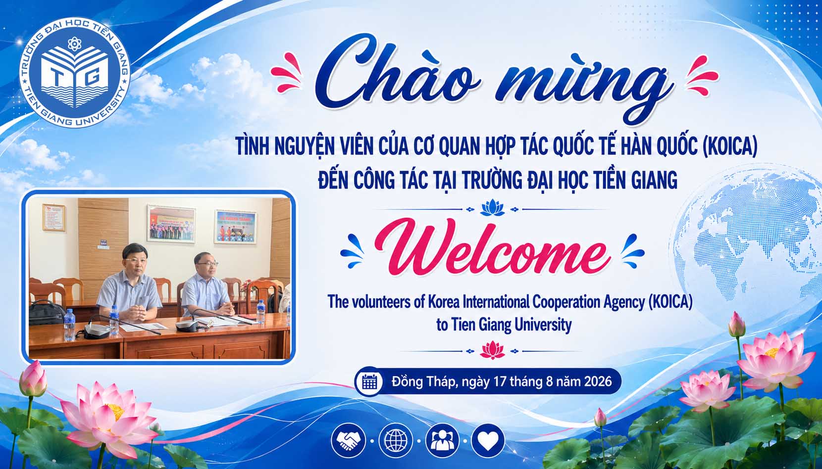 Hai Tình nguyện viên của Cơ quan Hợp tác quốc tế Hàn Quốc (KOICA) chính thức thực hiện chương trình tình nguyện tại Trường Đại học Tiền Giang
